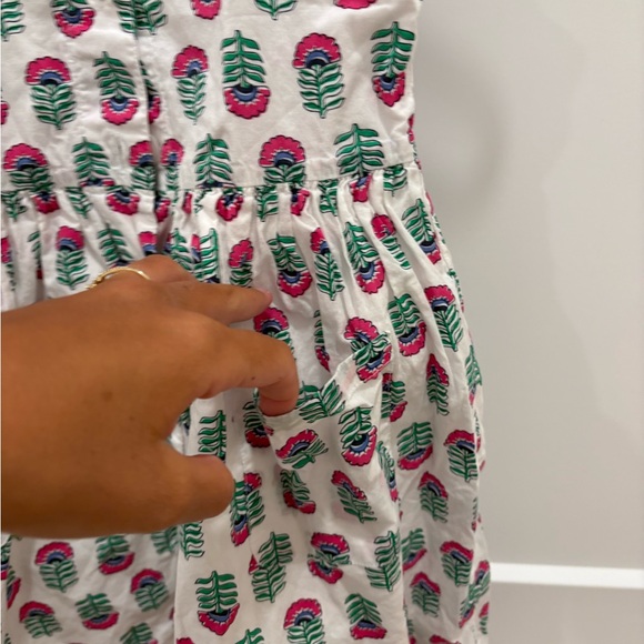 Girls Crewcuts White Dress with Pink and Green Leaf Print - Picture 2 of 6